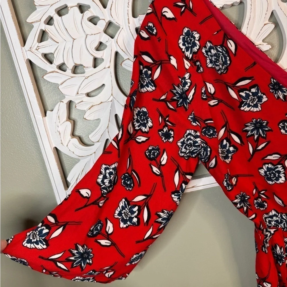 MinkPink Terrace Red Floral Mini Romper Medium